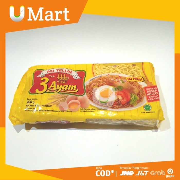 

U Mart - Mie Telur Cap 3 Ayam - Mi Telor Keriting Tiga Ayam