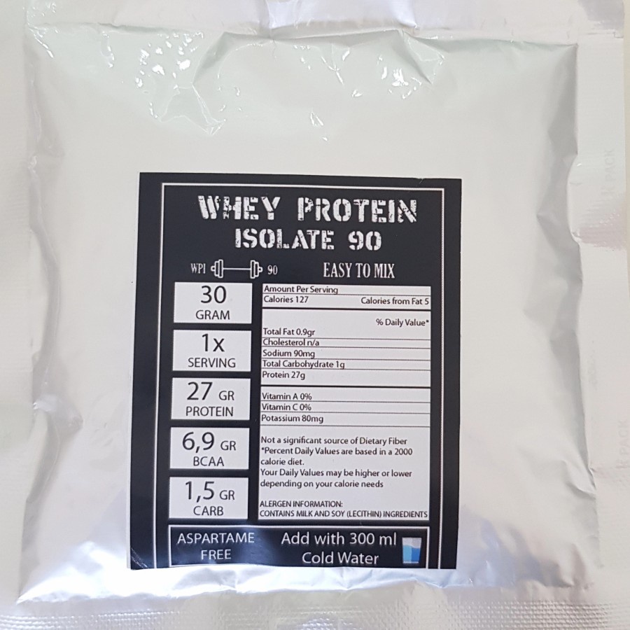 Jual Whey Protein Isolate 90 WPI 90 Plain Putih Hambar Sachet 30 Gram ...