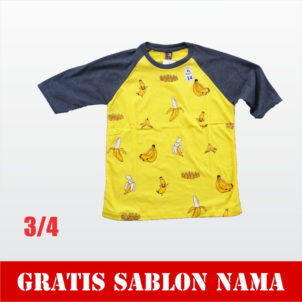 Baju Raglan anak banana. Kaos raglan anak banana custon nama