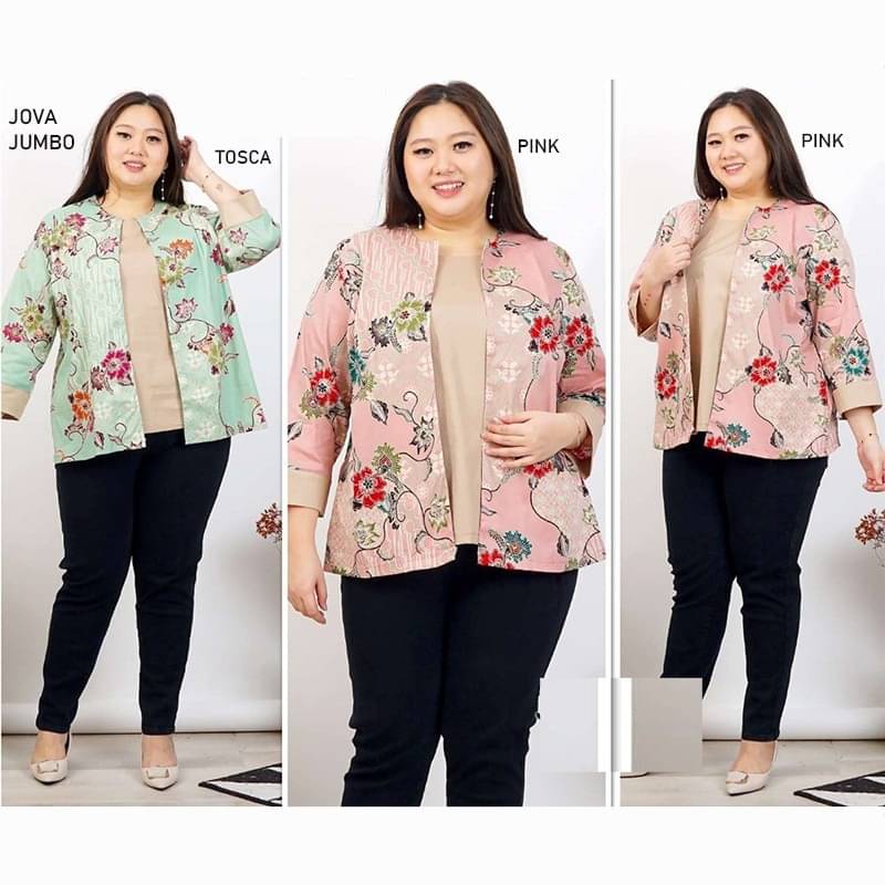 Evercloth Jova Atasan Batik Lengan Panjang Wanita Model Blazer Outer