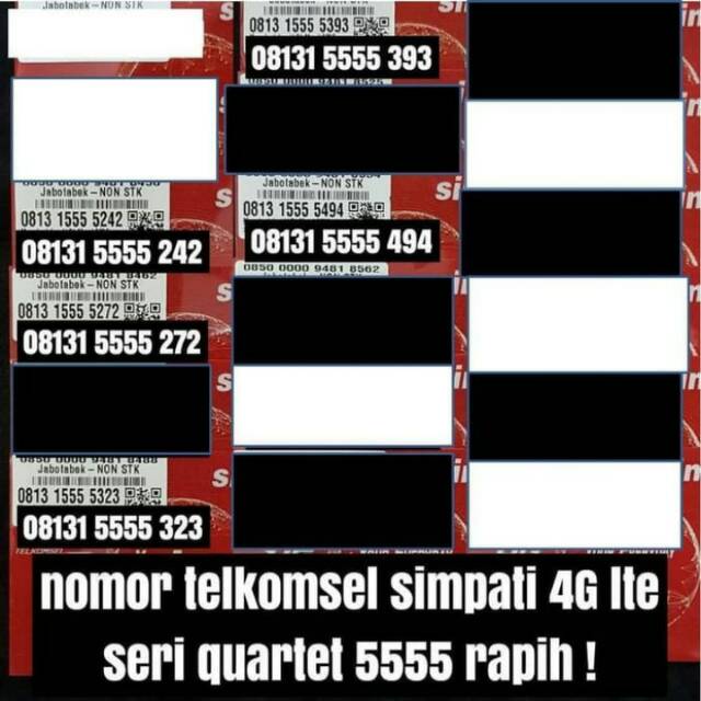 No Cantik Kartu Perdana Simpati Telkomsel 4G 0813 5555xxx seri quartet Simpati Cantik