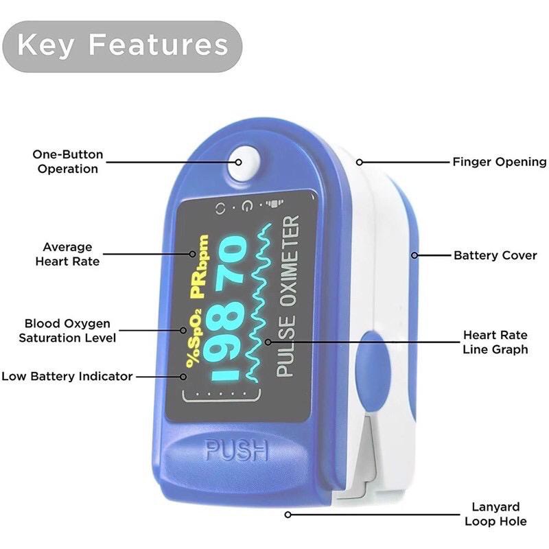 LK88 Oximeter Oxymeter Fingertrip Pulse Alat Pengukur Oksigen Darah Akurat