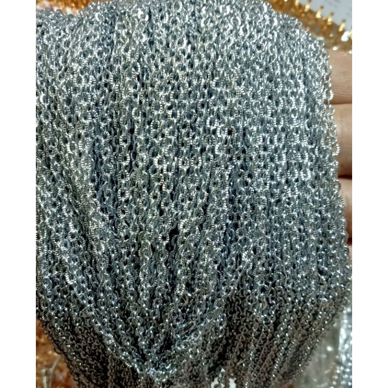 SK43. Kalung wanita/pria lapis Rhodhium model Nori 45 cm