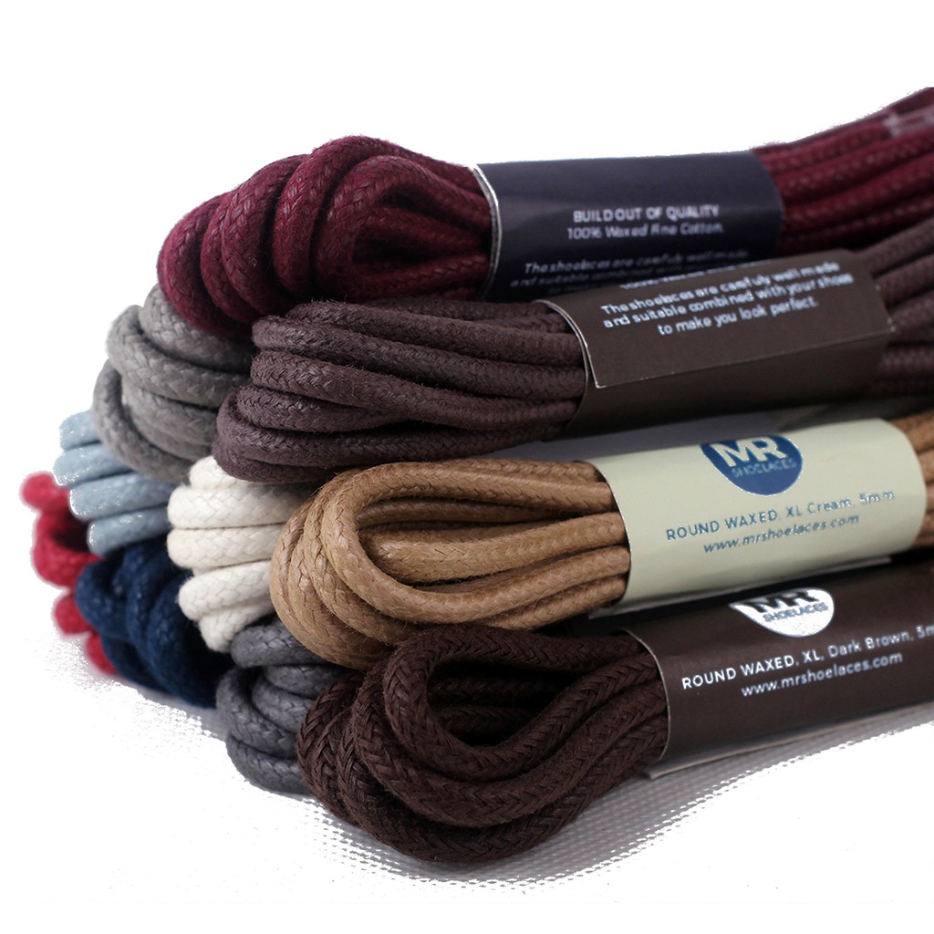 MR Shoelaces RB18 Tali Sepatu Lilin Bulat Besar Putih Tulang (White Bone) 5-6mm Panjang 70cm 80cm 90cm 100cm 120cm 150cm 180cm 200cm (Round Big Waxed Shoelaces) (Waxed Laces) - Premium Shoelace