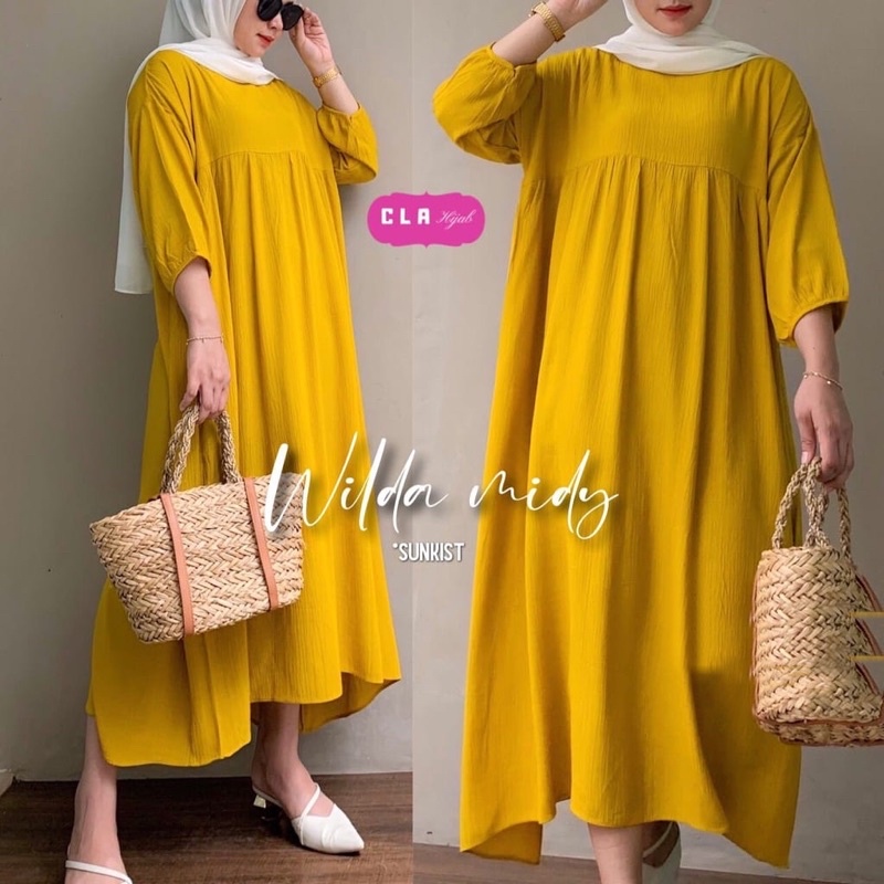 (MGA) GAMIS WILDA MIDI DAILY WANITA OVERSIZE DRESS WOLFIS