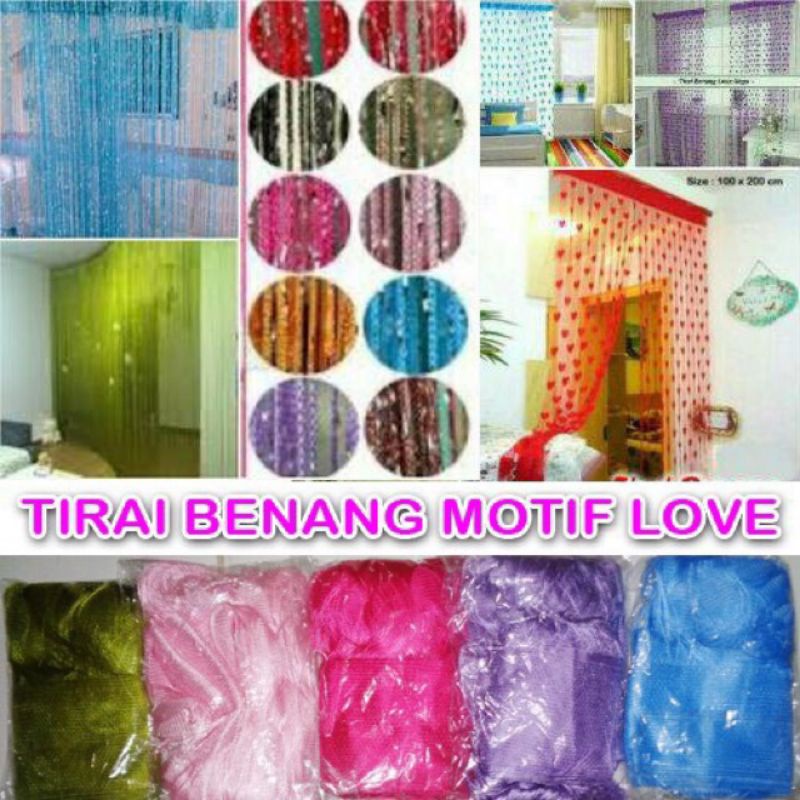 tirai benang motif love tirai kamar tidur tirai pintu