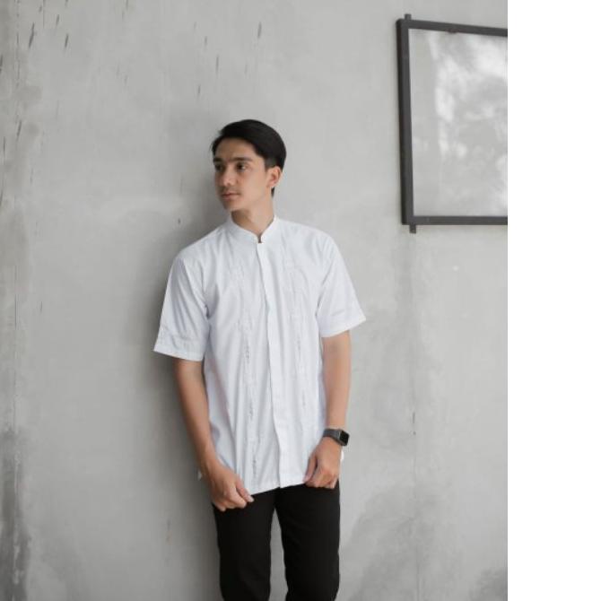 ▼ BAJU KOKO PADANG KERANCANG LENGAN PENDEK BAJU KOKO BORDIR FASHION MUSLIM PRIA DEWASA ➢