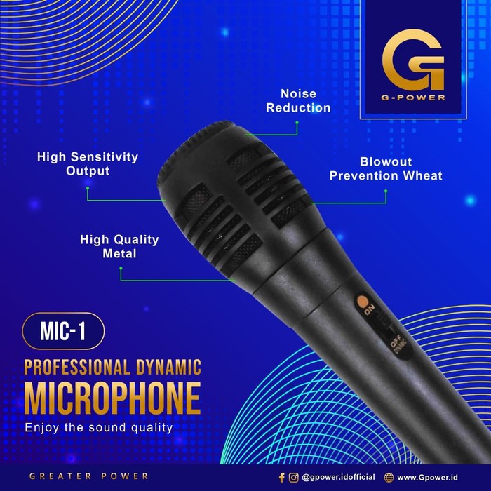 GPOWER MIC 1 original Mic kabel Microphone cable karaoke vocal audio sound mik pengeras suara MUSIK