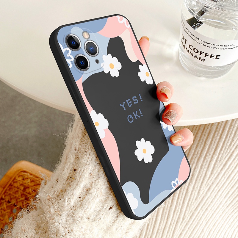 Case Pelindung Lensa Kamera Motif Bunga Warna Kontras Matte Untuk Samsung Galaxy A03 A03S A02S A11 A20 A30 A51 A51 A12 A50 A30S A50S J7 Pro