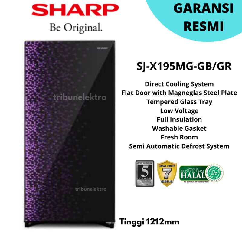 Kulkas Sharp Shine Magneglas Series 1 Pintu SJX 195 MG
