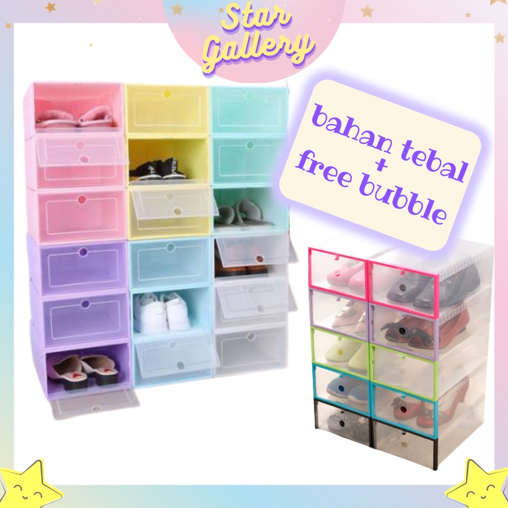 PROMO Kotak Sepatu Serbaguna Transparan Tebal / Tempat Sepatu Plastik Transparan Box Frame Rak