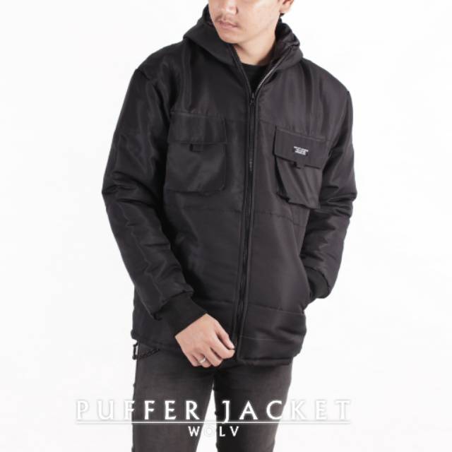 Jaket puffer hitam jaket pria keren