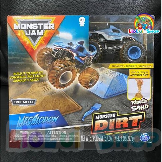 MONSTER JAM DIRT STARTER KIT DIECAST TRUCK KINETIC SAND - MEGALODON