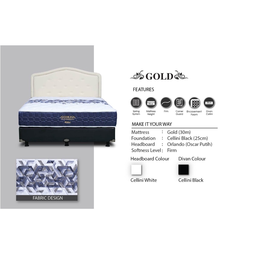 MATRAS SPRINGBED CENTRAL GOLD T.30CM POSTUREMATIC
