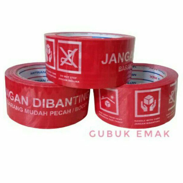 

Lakban JANGAN DIBANTING BigText 100 Yard Selotip Onshop Packing