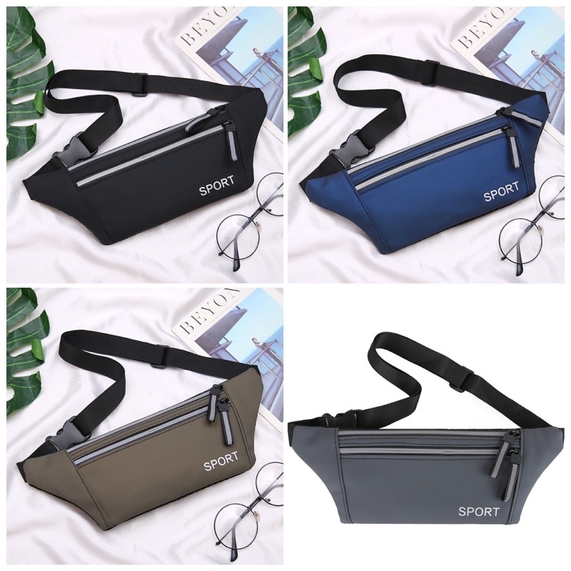 TAS PINGGANG PRIA ANTI AIR IMPORT ORIGINAL SLEMPANG WAIST BAG SPORT