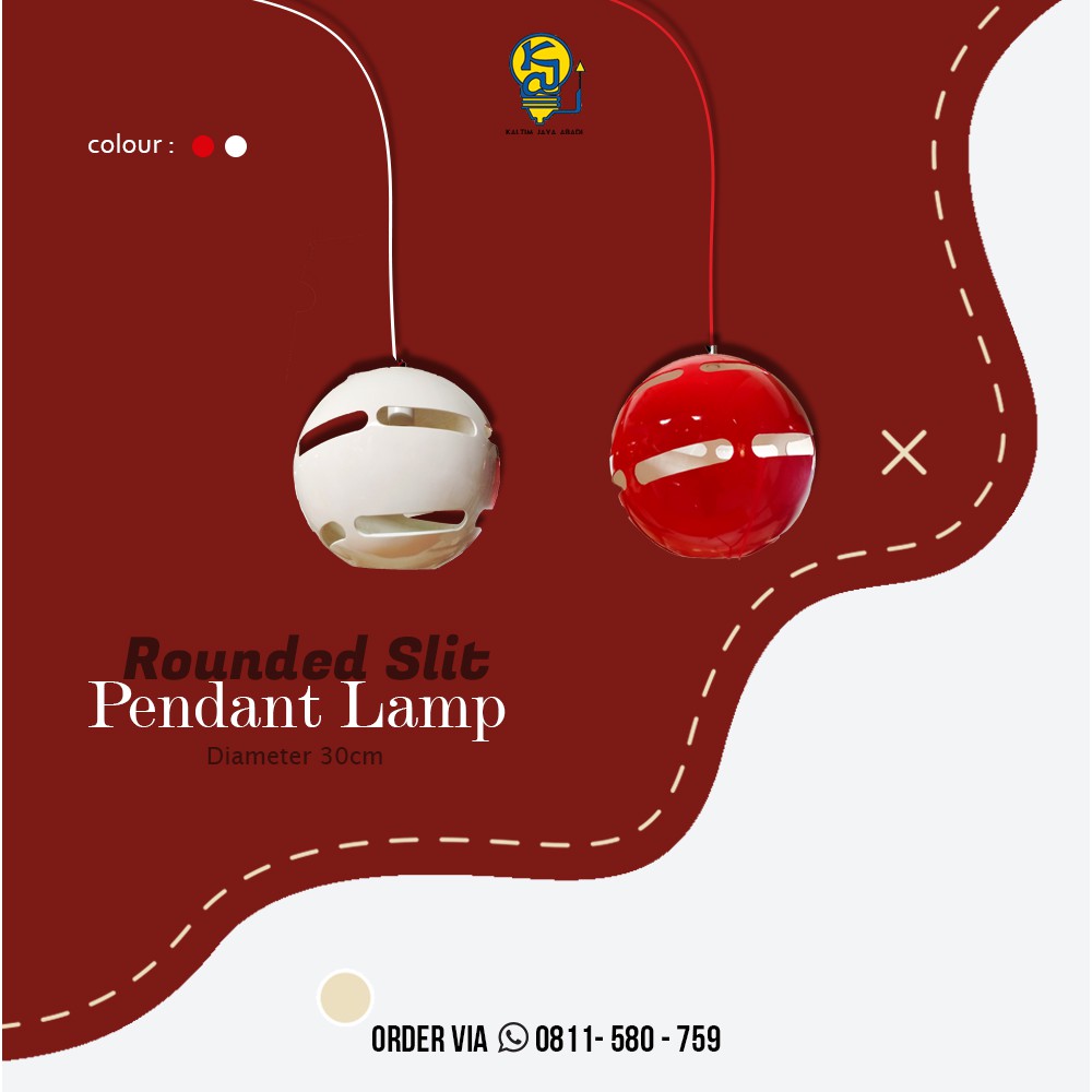 LAMPU GANTUNG / LAMPU CAFE MERAH &amp; PUTIH BULAT 146/1