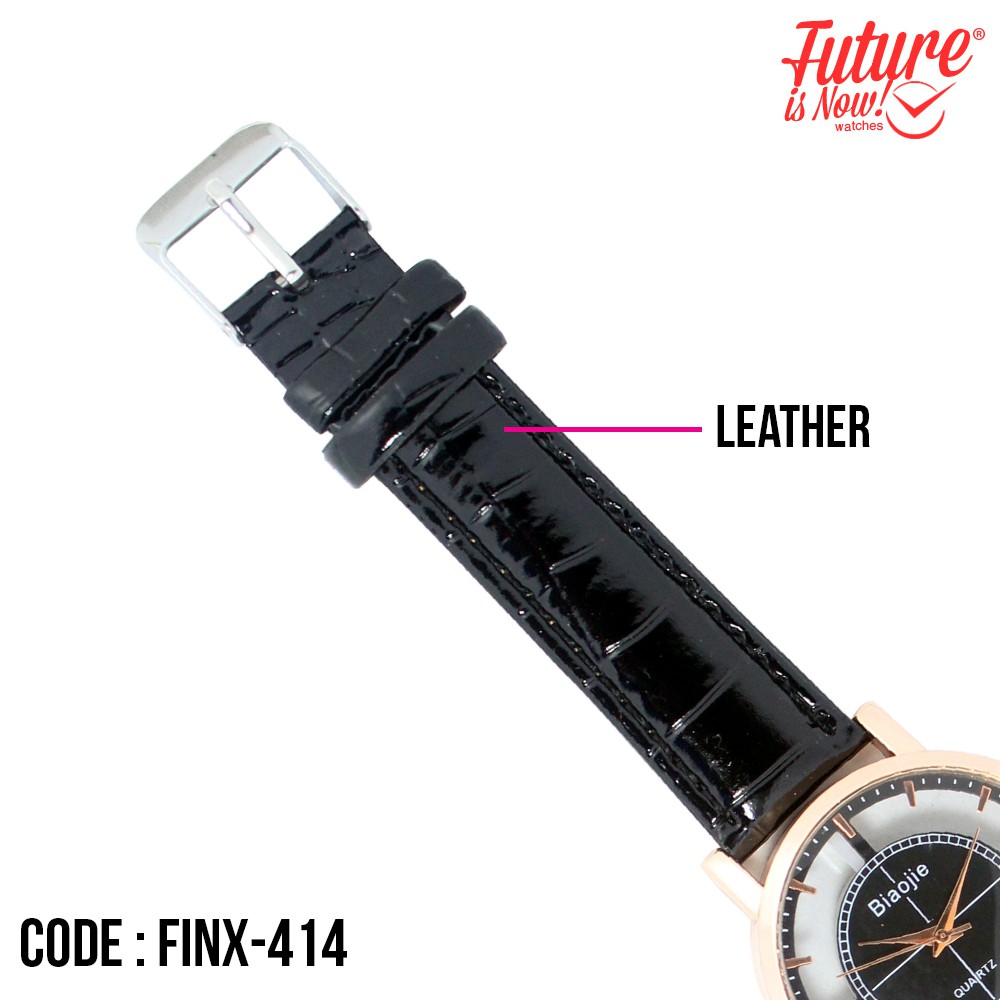 FINX-414 - Jam tangan fashion wanita analog - leather strap - 4 pilihan warna