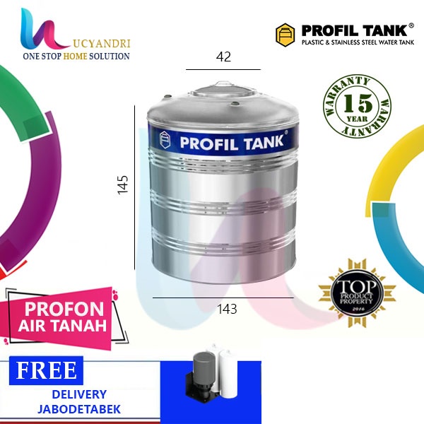 Tangki Air Stainless PS 2500 D  Profil Tank Toren Tandon Air