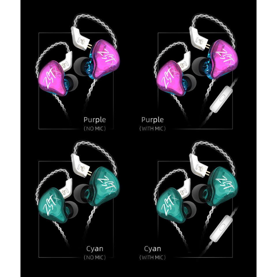 Kz ZSTX ZST X Headset Earphone Earbuds Sport Hybrid HIFI Bass 1BA + 1DD drivers Noise Canceling