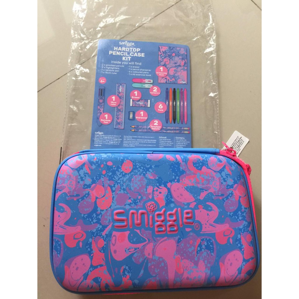

Kotak Pensil Smiggle Lengkap dengan isi Smiggle Vibes Hardtop Pencil Case with Stationery Kit