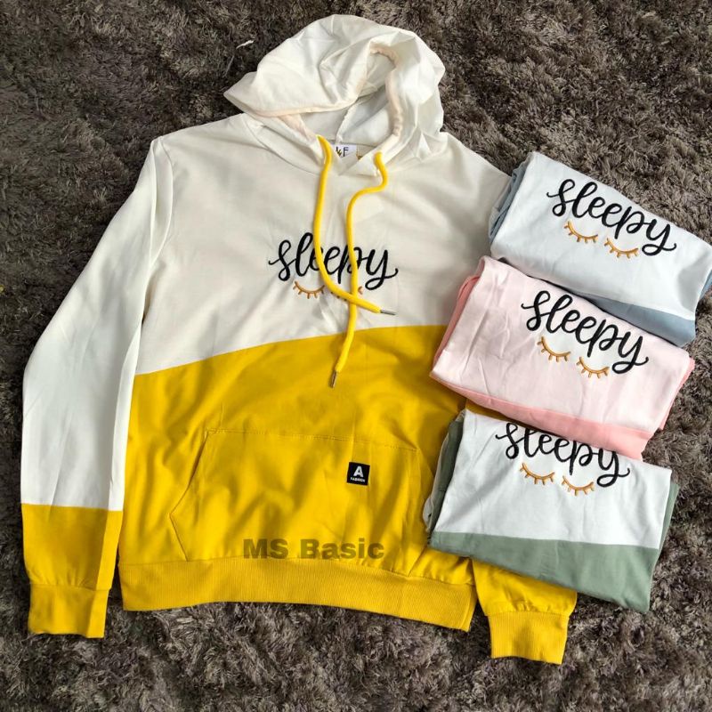 ATASAN HOODIE WANITA MF/HOODIE BAHAN KAOS IMPORT/KEKINIAN seri sleepe