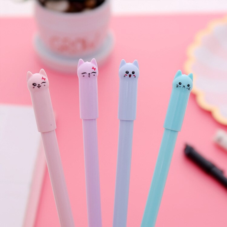 OVERFLOWS.ID Bolpen Kucing Mini Pulpen Cat Warna Pastel Bagus Bulpen Kucing Murah 6 Warna Pena Karakter Kucing