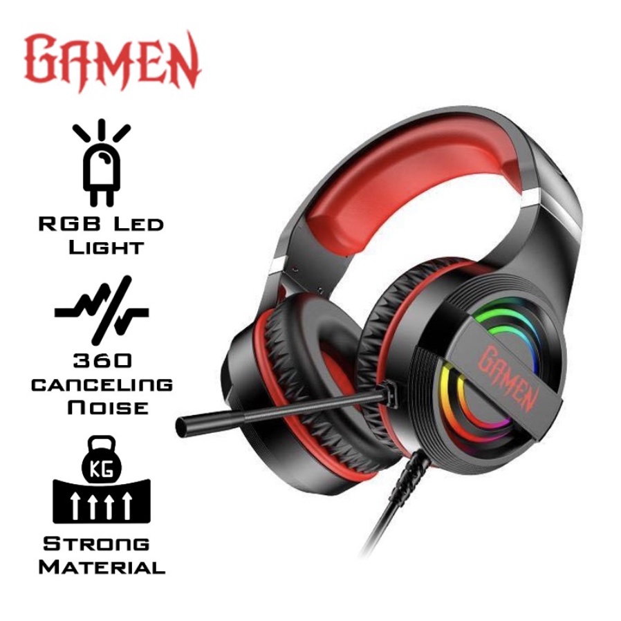 GAMEN GH1100 PRO RGB Lighting Effects Anti-violence Head Beam Gaming Headset Black