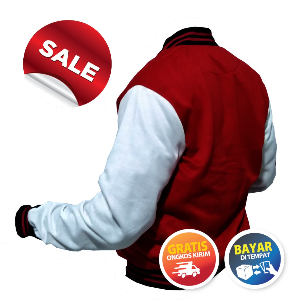 Jaket Bomber Merah Fleece Cotton