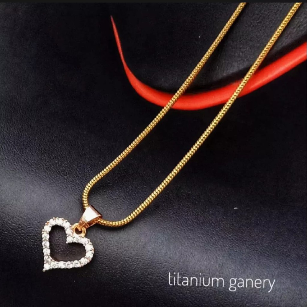 Ganery Kalung Titanium + Liontin Gold Anti Karat/Luntur Selamanya