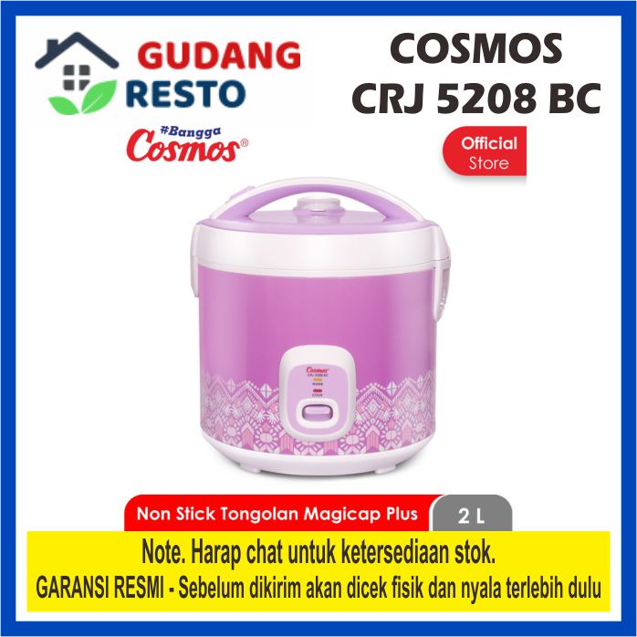 COSMOS CRJ-5208 BC MAGIC COM NON STICK RICE COOKER CRJ5208-BC BATIK PENANAK NASI 2L 2 LITER 3 IN1