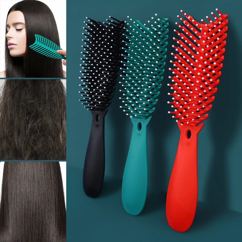 Sisir Pijat Kulit Kepala Bentuk Tulang Ikan Universal Ultra Lembut Untuk Alat Styling Rambut Kering / Basah