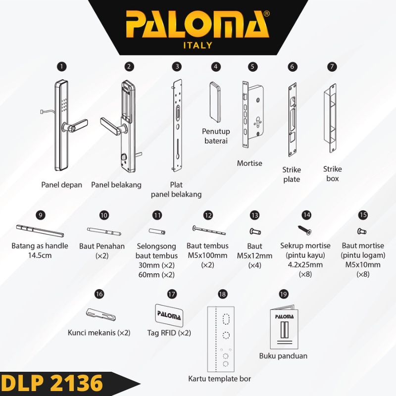 PALOMA DLP 2136 No App Smart Digital Lock Kunci Pintu Door Handle Home