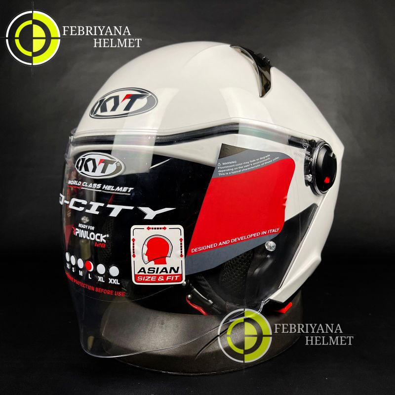 Jual HELM KYT D CITY SOLID WHITE HALF FACE KYT DCITY DOUBLE VISOR Shopee Indonesia