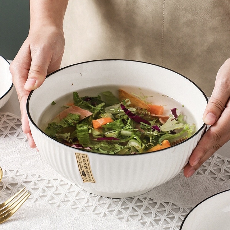 Mangkok Keramik Porcelain Ramen Bowl Soup Putih Polos Japan Korea Style