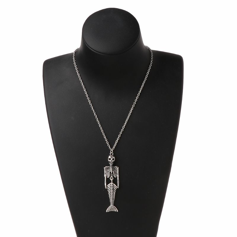 SIY  Beauty Fish Skeleton Sliver Hook Dangle Earrings Gothic Skull Fashion Jewelry