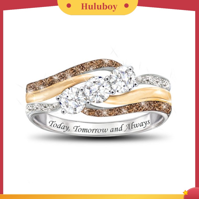 Hu Hu Hu Hu Hu Alat Bantu Pasang Kacamata♡ Cincin Wanita Desain Tulisan Hias Berlian Imitasi Untuk Pernikahanpestahadiah Natal