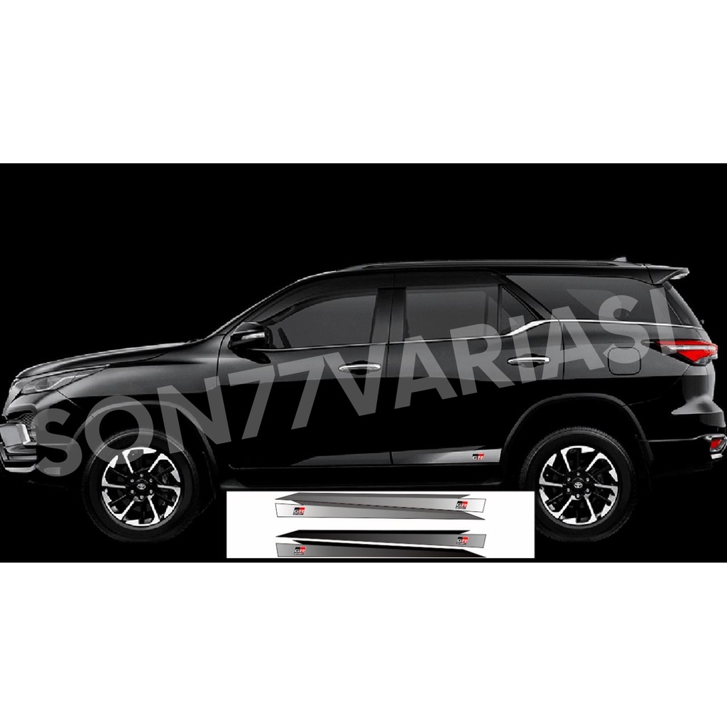 sticker stiker samping body pintu fortuner 2021 up hitam silver