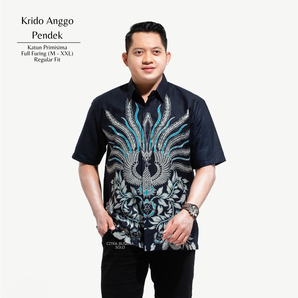 KRIDO ANGGO PENDEK Kemeja Batik Pria Full Furing Bahan Katun Primisima