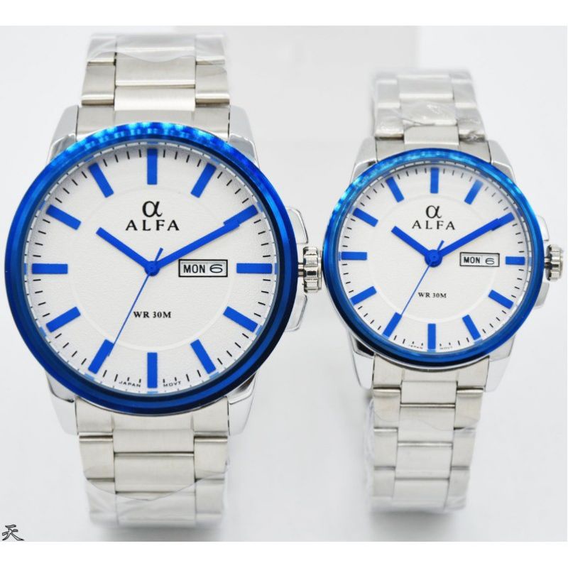 JAM TANGAN ALFA 88141 Jam Tangan Formal Couple Murah Anti Air - Quartz - All Stainless - Original