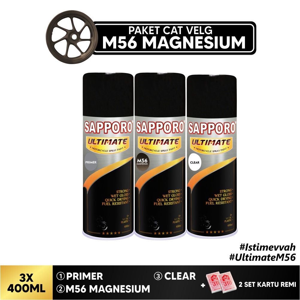 Paket Cat Velg M56 Magnesium + FREE Kartu Remi /Sapporo Ultimate / Cat Spray Semprot Aerosol Terbaik