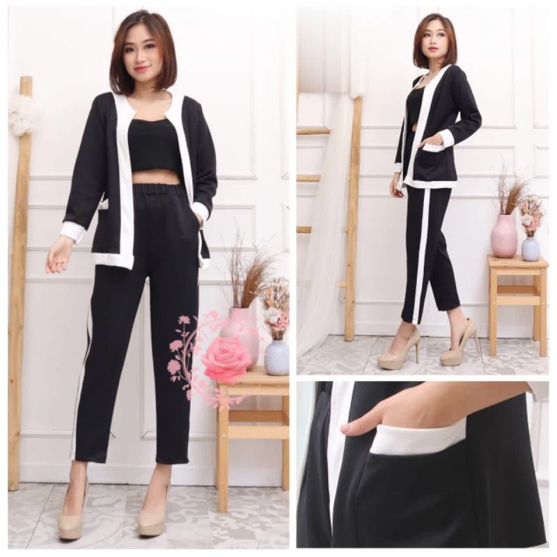 SETELAN BLAZER ROWINA SCUBA PREMIUM BAJU KANTOR KERJA GAUL BIG SIZE MURAH RAN GB