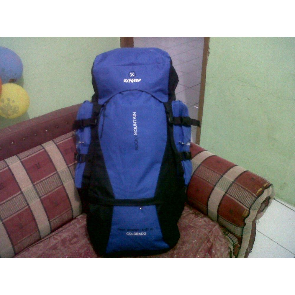 Tas Gunung/Carrier 80 Liter dg Frame dan Raincover Plus senter LED dan peluit ekstra.