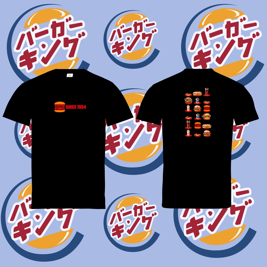KAOS DISTRO T-shirt Kaos - our menu Burger King - rev 3 - HITAM PUTIH NAVY Kualitas premium SR_001