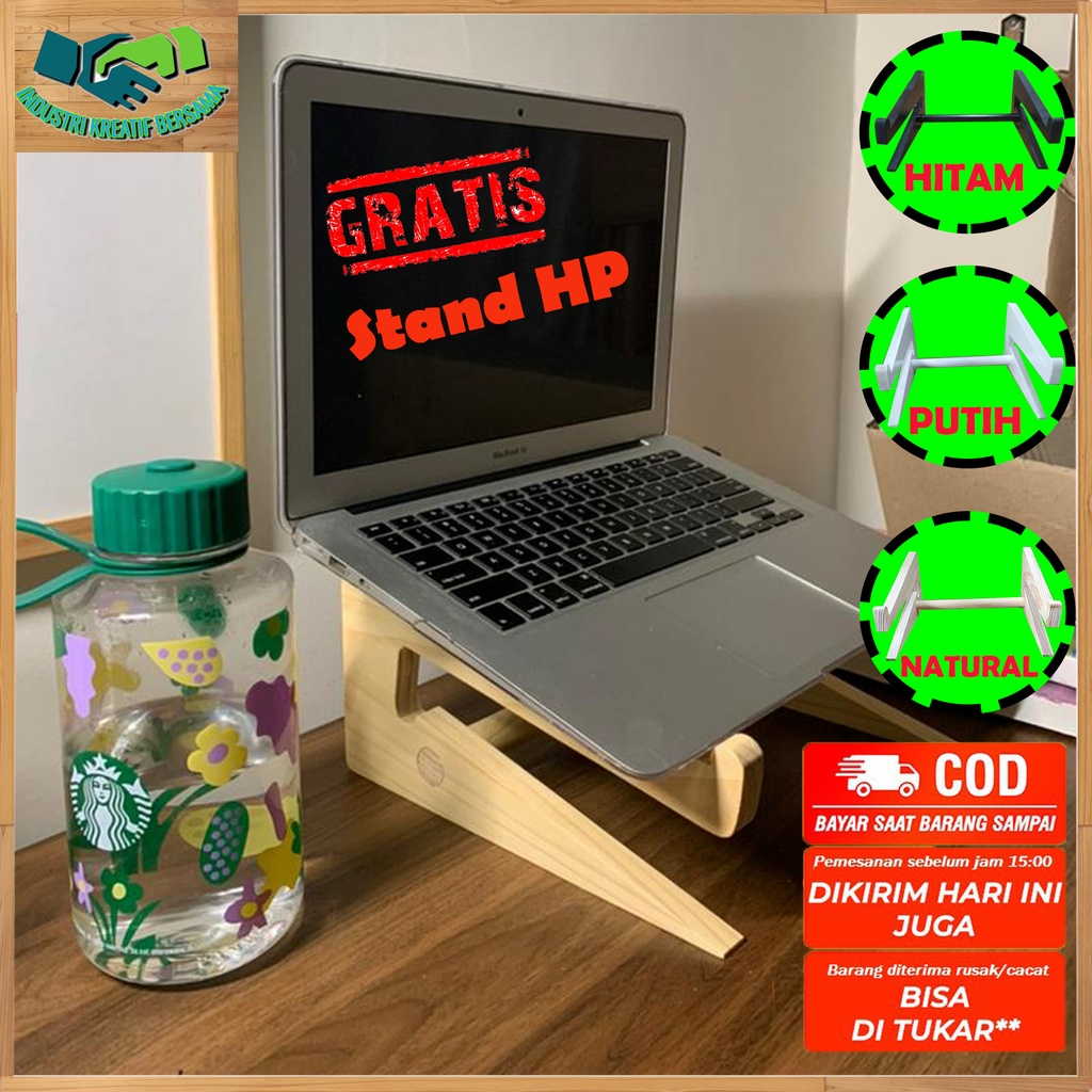 STAND PORTABLE KAYU PENYANGGA / TATAKAN lAPTOP NOTEBOOK LIPAT MURAH / MEJA LAPTOP Stand Laptop Stik Kayu Meja Stand Monitor Portable Unik Kayu Pinus Teksture Bersih Rapi kwalitas premium