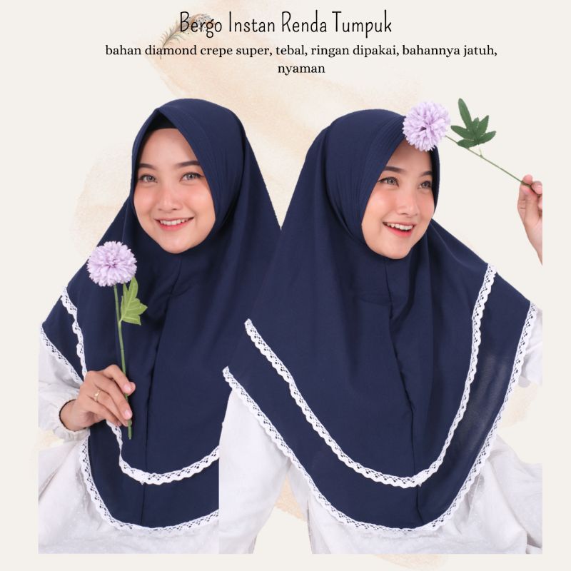 Jilbab Instan diamond RENDA TUMPUK hijab kerudung wolfis diamond instan
