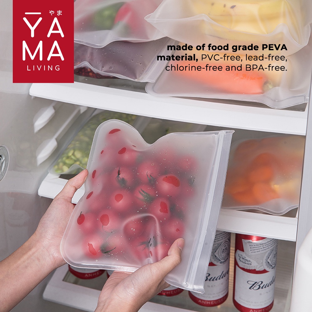 YAMA KUSHA Reusable Ziplock Silicone Pouch Kantong Kedap Udara Makanan