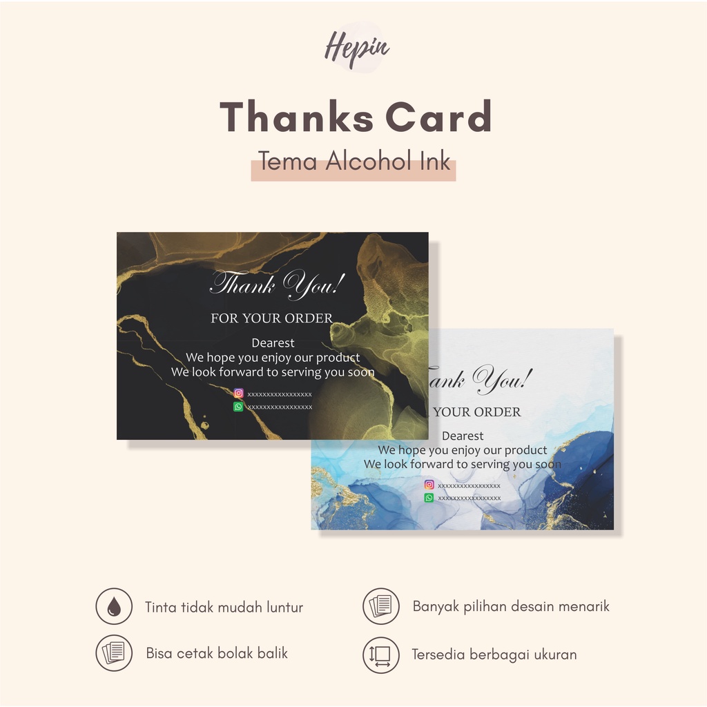 

Kartu Terima Kasih Tema ALCOHOL INK - Thanks Card Olshop