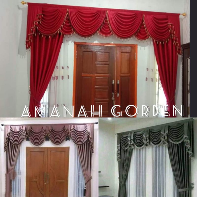 gorden pintu poni gelombang mewah sepanyol Gorden jendela mewah ukuran 100/300cm