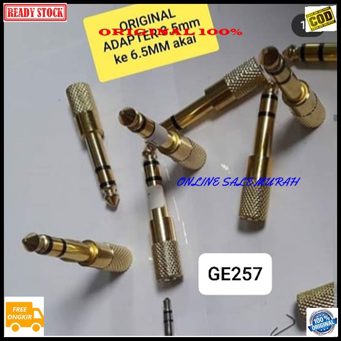 G257 Ori 100% jack 3,5mm cewe jek akai akay 6,5 mm cowo mic adapter mik konektor microphone sambungan splitter audio sound extension penyambung suara headset headphone converter female male canon aux dvd ampli stereo original male female multi universal G